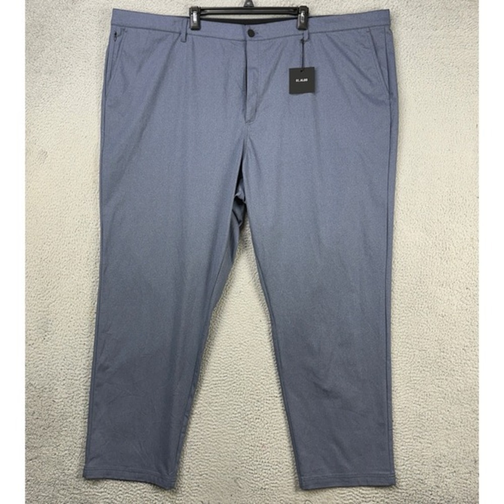 01.Algo Mens Chino Golf Pants 48 Blue Performance Tech Flat Front Straight NEW